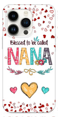 Blessed to be called Nana, Mommy, Auntie Heart Kids Personalized Phone Case