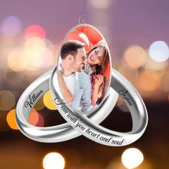 Personalized Photo Couple Silver Rings Acrylic Ornaments