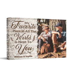 Personalized Canvas Wall Art For Couples, Husband Wife - My Favorite Place Is Next To You