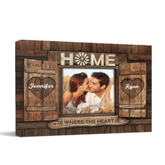 Personalized Photo Canvas Wall Art - Home Is Where The Heart Is