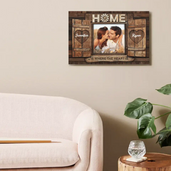 Personalized Photo Canvas Wall Art - Home Is Where The Heart Is