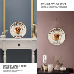 Personalized Wood Door Sign - Custom Photo Welcome To My House - Gift For Pet Lovers