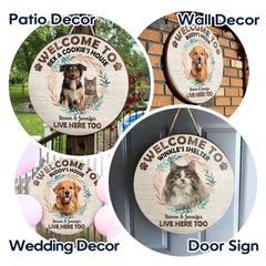 Personalized Wood Door Sign - Custom Photo Welcome To My House - Gift For Pet Lovers