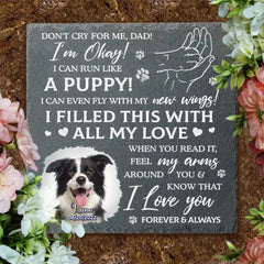 Don't Cry For Me, I'm Okay - Personalized Custom Photo Memorial Stone - Sympathy Gift For Pet Owners