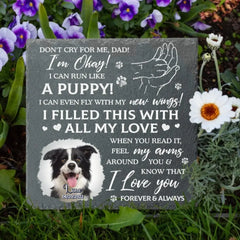 Don't Cry For Me, I'm Okay - Personalized Custom Photo Memorial Stone - Sympathy Gift For Pet Owners