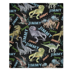 Personalized Custom Blanket with Name - Gift For Toddler Boy, Christmas Birthday Dino Lover