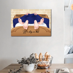 Personalized Couple Canvas Wall Art- Let's Stay In Bed