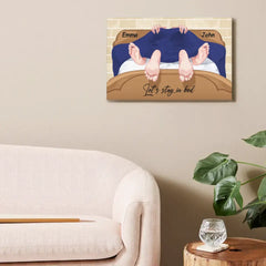 Personalized Couple Canvas Wall Art- Let's Stay In Bed