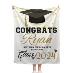 Personalized 2024 high school graduation blanket