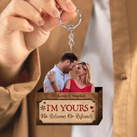 Personalized Photo Couple Keychain-I'm Yours No Returns Or Refunds，Couple Gift - Joliny