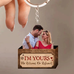 Personalized Photo Couple Keychain-I'm Yours No Returns Or Refunds，Couple Gift