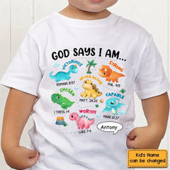 Gifts For Grandson Dinosaur God Say I Am ...T Shirt For Kids