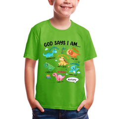 Gifts For Grandson Dinosaur God Say I Am ...T Shirt For Kids