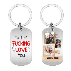 Custom Personalized Couple Photo Aluminum Keychain - I Love You