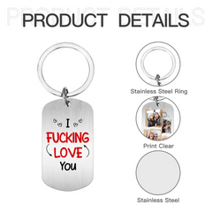 Custom Personalized Couple Photo Aluminum Keychain - I Love You