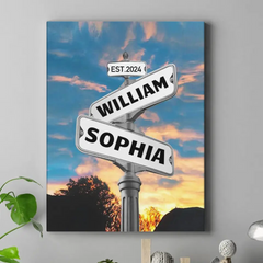 Personalized Custom Name Street Sign Canvas Wall Art, Anniversary Gift