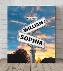 Personalized Custom Name Street Sign Canvas Wall Art, Anniversary Gift