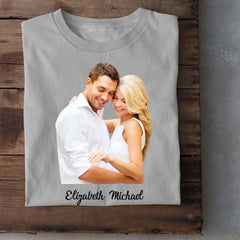 Custom Photo The Beginning Of Love - Couple Personalized Custom Unisex T-shirt