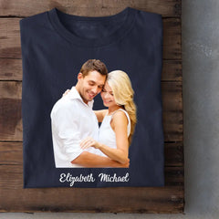 Custom Photo The Beginning Of Love - Couple Personalized Custom Unisex T-shirt