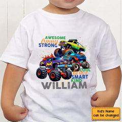 Monster Truck Custom T-shirt Gift for Kids, Personalized Gift for Toddler Boy