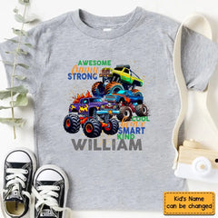 Monster Truck Custom T-shirt Gift for Kids, Personalized Gift for Toddler Boy