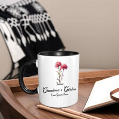 Grandma's Garden Birth Flowers - Personalized Accent Mug Gift For Grandma, Mommy