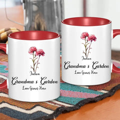 Grandma's Garden Birth Flowers - Personalized Accent Mug Gift For Grandma, Mommy