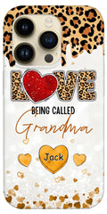 LOVE Being Called Grandma - Leopard Pattern - Personalized Phone Case