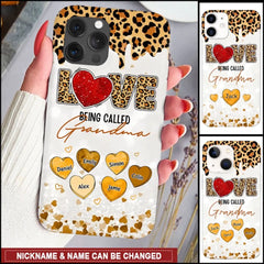 LOVE Being Called Grandma - Leopard Pattern - Personalized Phone Case