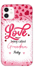 Love Is Being Called Grandma Pink Heart Grandma Nana With Kids Personalized Phone Case