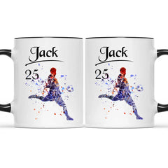 Personalized Mug Custom Name Soccer Player Mug - Sport Gift for Grandson Boyfriend Dad Husband