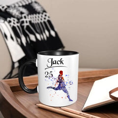 Personalized Mug Custom Name Soccer Player Mug - Sport Gift for Grandson Boyfriend Dad Husband