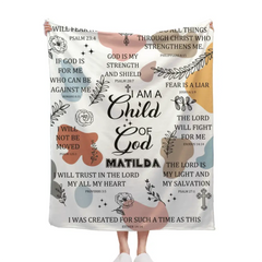 Personalized Custom Name Blanket - I Am A Child Of God Blanket, Bible Verse Blanket