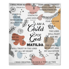 Personalized Custom Name Blanket - I Am A Child Of God Blanket, Bible Verse Blanket