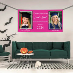 Then And Now Graduate Personalized Photo Banner, Party Supplies