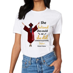 Personalized T Shirt Graduation Girl - She Did It