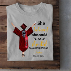 Personalized T Shirt Graduation Girl - She Did It