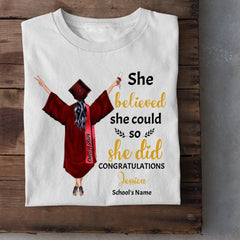 Personalized T Shirt Graduation Girl - She Did It