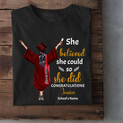 Personalized T Shirt Graduation Girl - She Did It