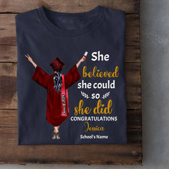 Personalized T Shirt Graduation Girl - She Did It