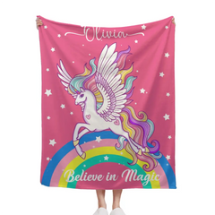 Unicorn Gifts Blanket -  Personalized Rainbow Stars Name Blanket