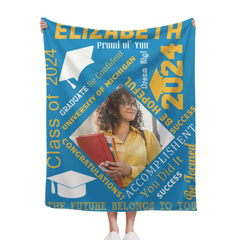 Personalized Blanket, Class of 2024 Blanket, College Graduation Gift For Her Or Him