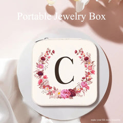 Personalized Initial Travel Jewelry Case for Women - Gift for Mom