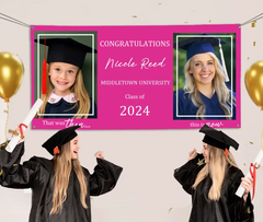 Then And Now Graduate Personalized Photo Banner, Party Supplies