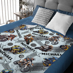 Custom Blanket with Name - Dirt Bikes