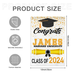 Custom Fall Graduation Gift Garden Flag, Class Of 2024 Golden Theme With Name