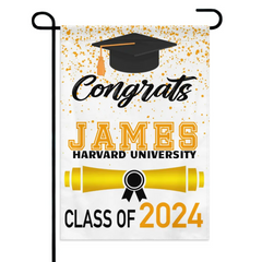 Custom Fall Graduation Gift Garden Flag, Class Of 2024 Golden Theme With Name