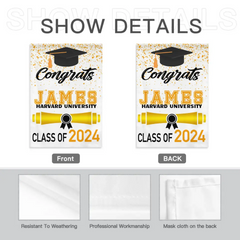 Custom Fall Graduation Gift Garden Flag, Class Of 2024 Golden Theme With Name