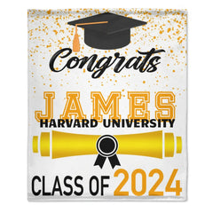 Custom Graduation Gift Blanket 2024 With Name - Senior Graduation Gifts for Him And Her