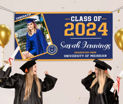 Class of 2024 Graduation Banner,  Personalized Graduation Gift, Graduation Party Decorations, Custom School And Photo